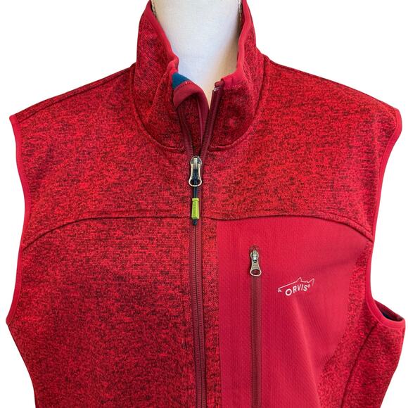 Orvis Trout Bum Vest Mens XL Red Pockets Full Zip Fleece Lined - Picture 2 of 10